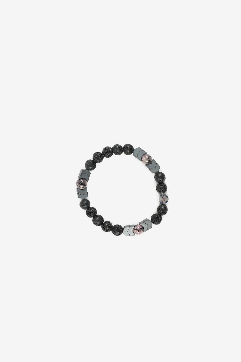 Natural Stone Beaded Bracelets - Black & Rose Color
