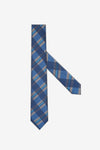 Navy Blue Plaid Skinny Neck Tie