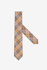 Orange Brown Plaid Skinny Tie