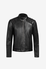 Black Padded Leather Jacket for Men