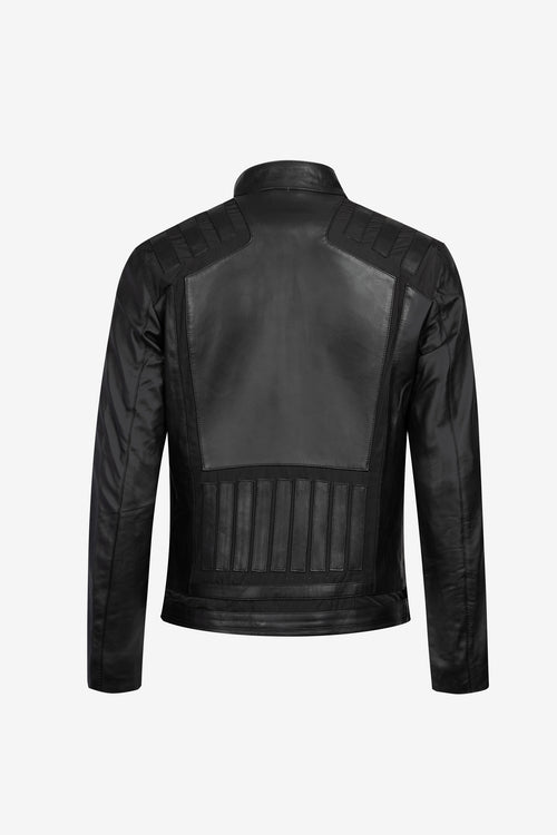 Black Padded Leather Jacket for Men
