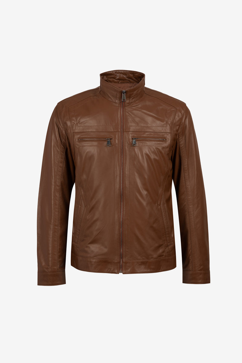 Casual Fine Brown Leather Jacket for Men