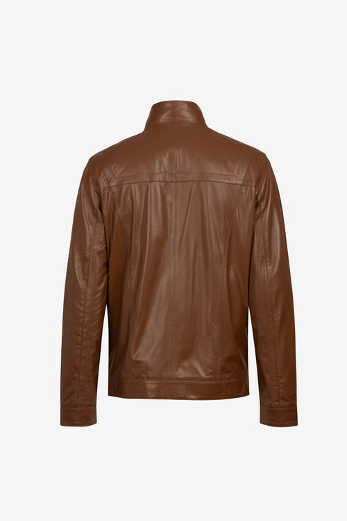 Casual Fine Brown Leather Jacket for Men