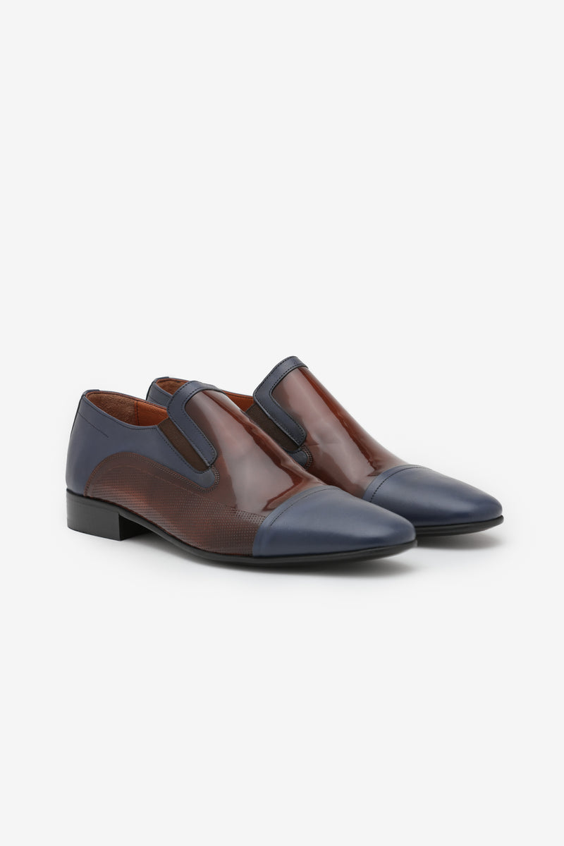 Classic Two Tone Shoes - Blue & Brown