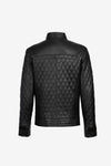 Black Leather Jacket for Men - Diamond Design