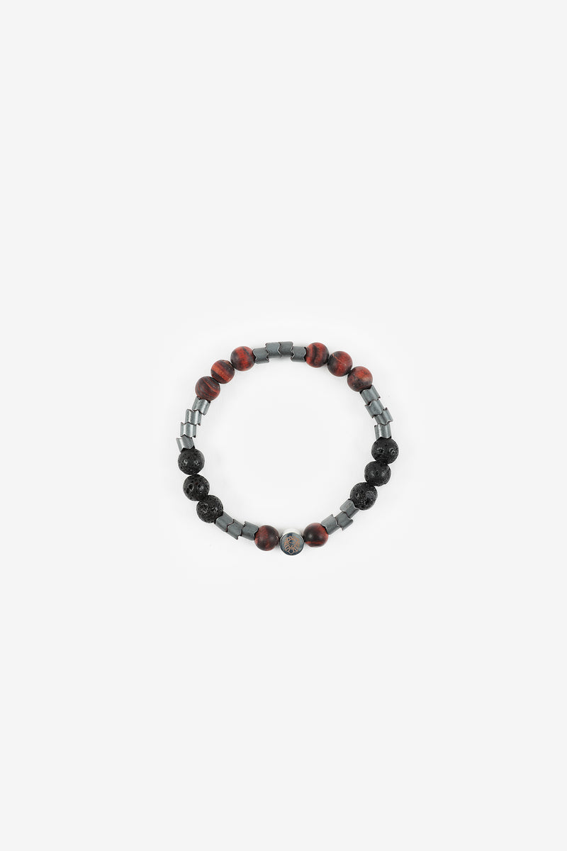 Natural Stone Beaded Bracelets - Black & Dark Grey Color